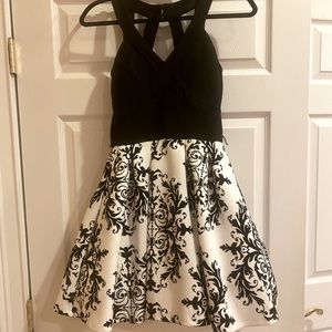 Black/white halter formal dress - size 1